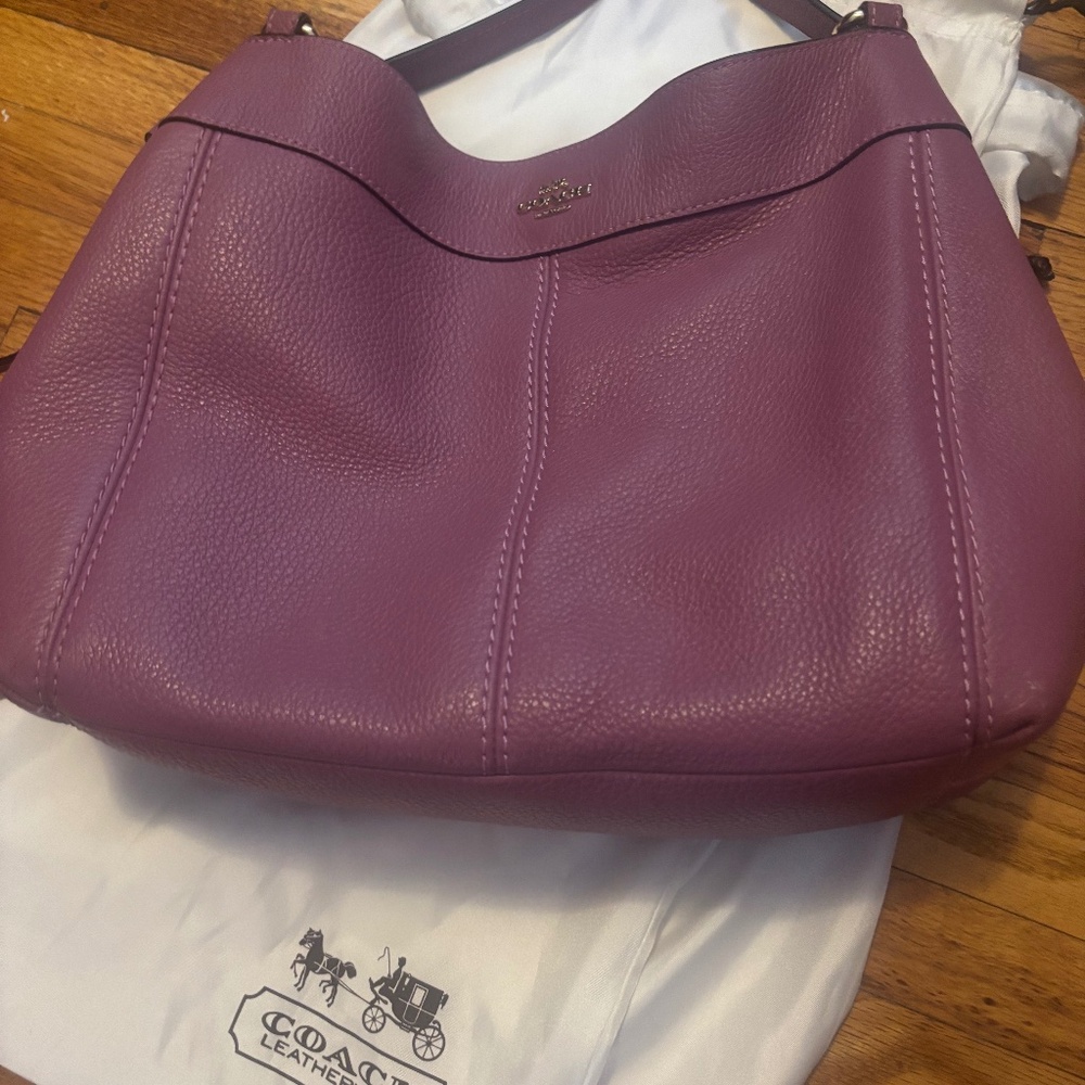 Coach Lexy Pebbled Leather Light Purple Shoulder / Hand Bag Purse - Picture 1 of 2